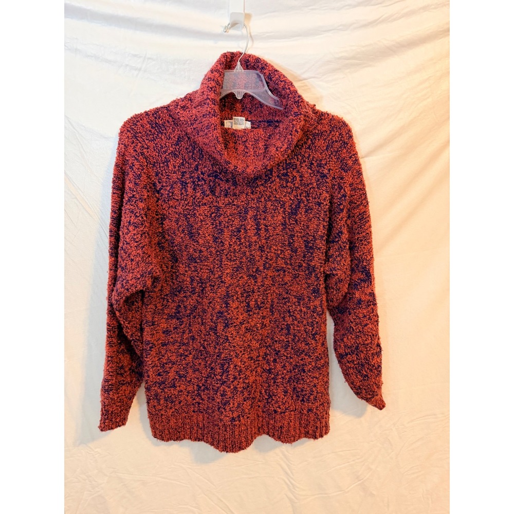 Catherines Vintage Cowl Neck Sweater Orange Purple Marled Boucle Knit Size 44